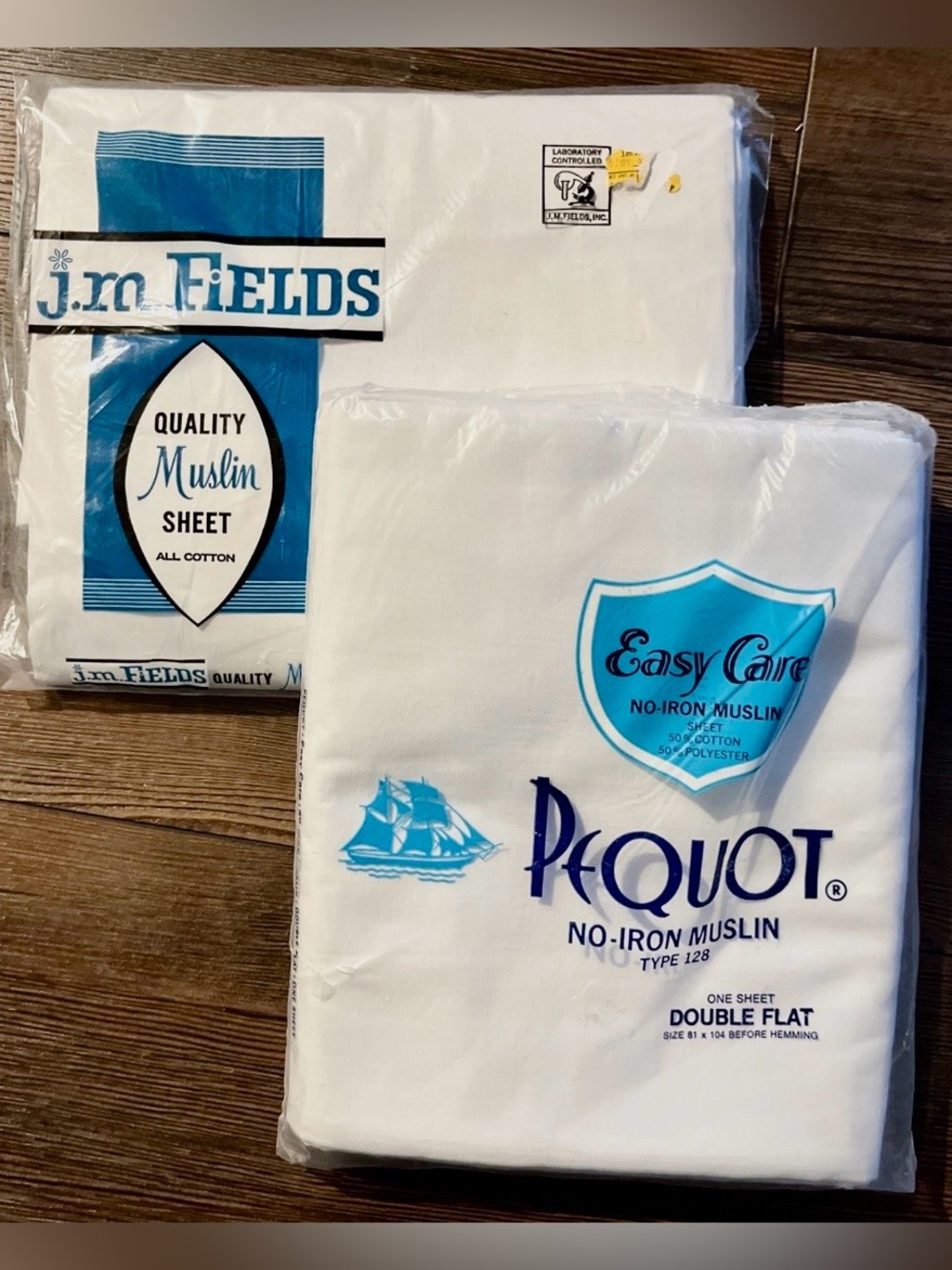 Pequot & J. M. Fields Muslin Full Double Flat Sheets